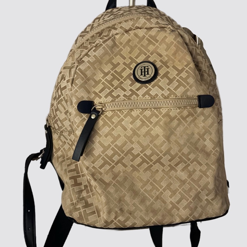 Tommy Hilfiger Tan Monogram Mini Backpack